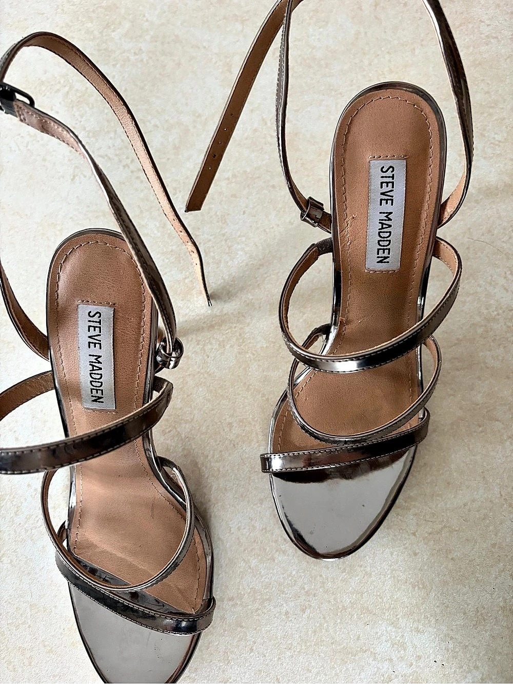 Steve Madden Fauno Metallic Strappy Heels US 8.5 NWT